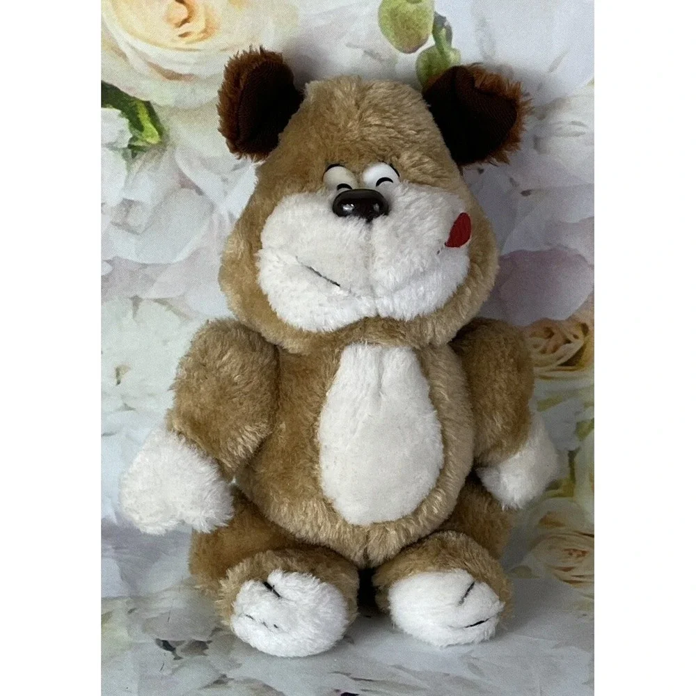 Vintage Carnival Style Brown DOG Stuffed Animal Plush Toy Rare Hard Eyes